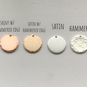19mm,  3/4&quot; round disc blank, round stamping blank, satin hammered metal blank, sterling silver, gold filled, rose gold filled, 20 gauge