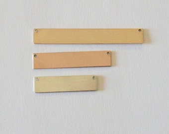 Necklace blank, .25&quot; width, 22 gauge, Choose Your Length, Sterling silver-gold fill-rose gold filled blank. Bar blank. 1/4&quot; Width Bar Blank