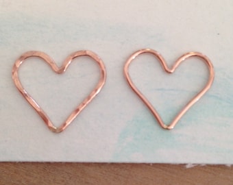 14/20 Rose Gold Filled Open Heart, Shiny or Hammered, 18g, 13.7x15.6mm, Gold Filled Heart, Hammered Heart, Heart Outline
