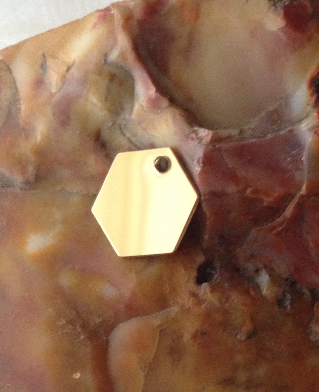 Qty 1 - 14K Gold Filled Hexagon Blank Pendant Charm, 11mm, 22 Gauge, …
