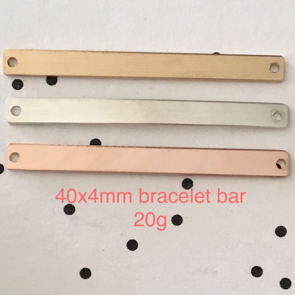 Bracelet Blank, 20g, 40x4mm, Gold Fill, Rose Gold Fill or Sterling Silver, Stamping Blank