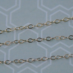 14 kt gold filled ketting, 1,4 mm, platte kabel sierlijke delicate ketting, kleine ketting