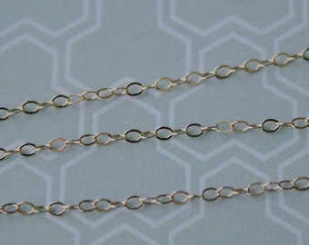 Catena da 5 piedi - Catena riempita in oro 14 carati, 1,4 mm, cavo piatto, delicata e delicata, piccola catena