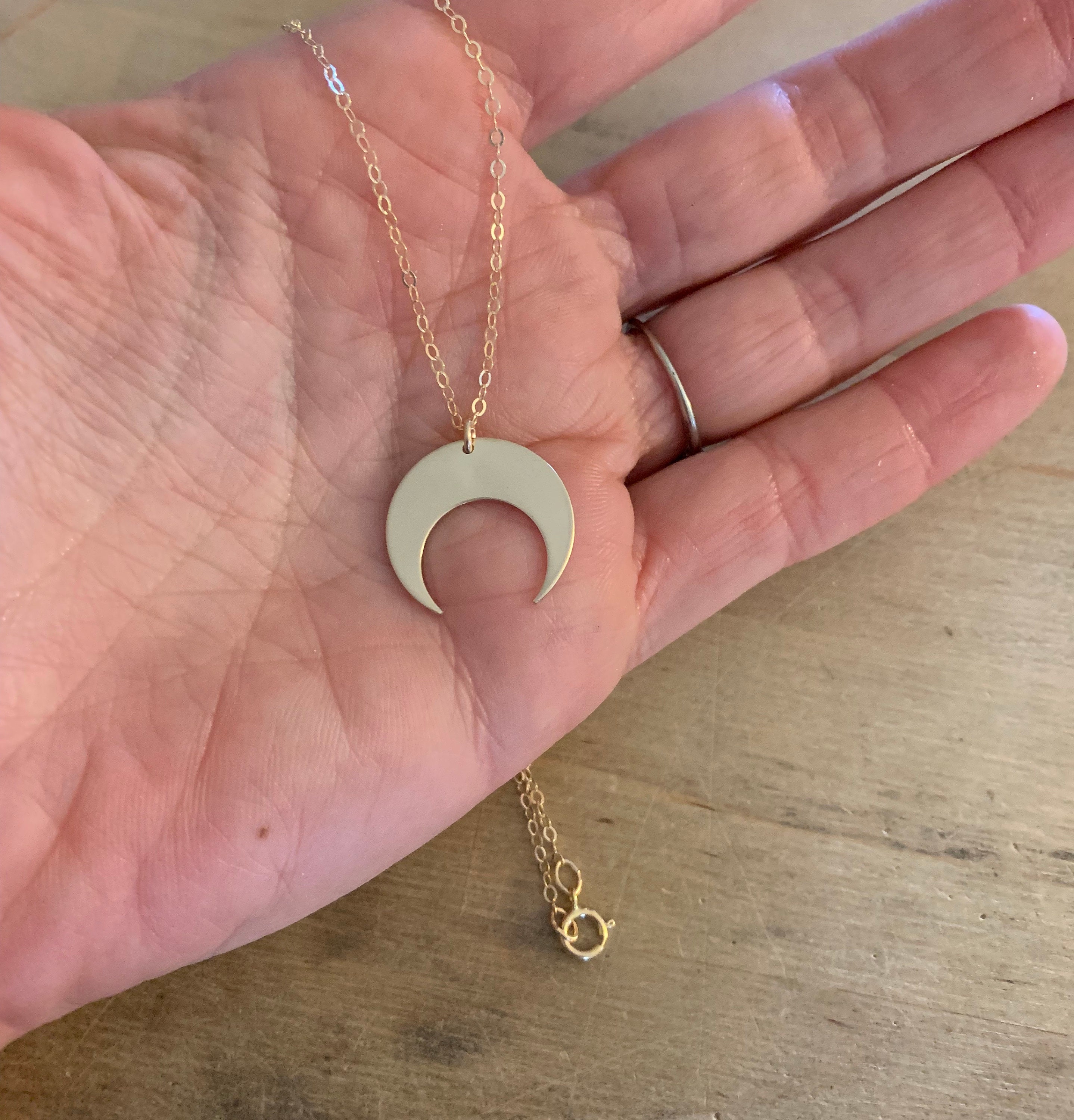 Double Horn Pendant Crescent Moon Moon Pendant Horn Etsy