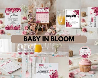 Decoraciones florales para baby shower "Baby in Bloom" / Fiesta de primavera en el jardín (Descarga digital)