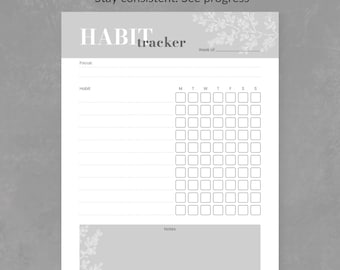 Printable Habit Tracker PDF | Weekly and Monthly | 5 Colors | A4 and US Letter