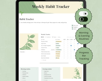 Notion Habit Tracker Template | Weekly Tracker with Morning and Evening Routine | Dark and Light Mode