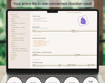 Obsidian Life OS Vault | Dashboard, Habit Tracker, Goal Tracker, Project Management & Finance Tracker Template