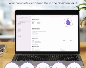Obsidian Academic Vault | Course Notes, Assignments, Exam Prep, GPA Tracker, Flashcards | Student System