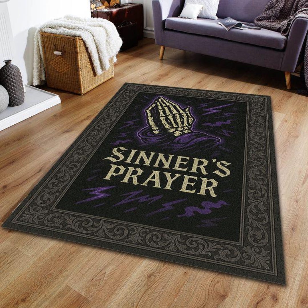Gothic Church Rug Sinner’s Prayer Rug – Gothic Skeleton Hand Street Art Carpet, Dark ...