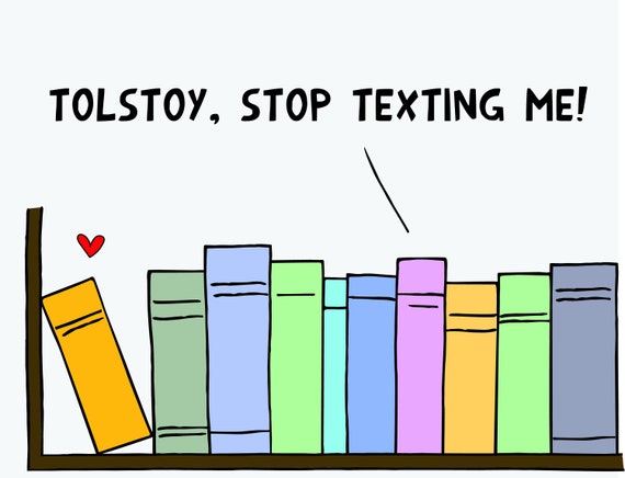 The Book Love Affair and Texting Cartoon - Etsy Norway The Book Love Affair and Texting Cartoon - Etsy Norway