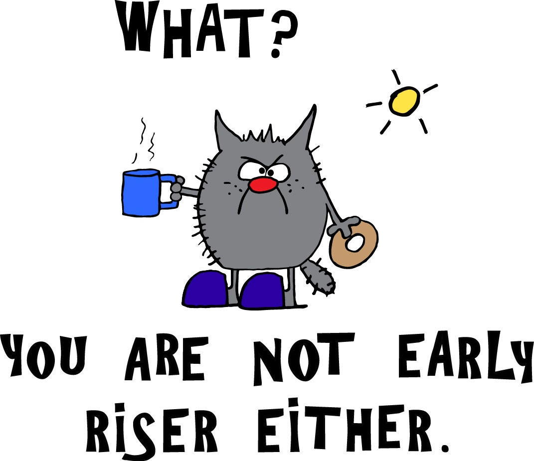 Grumpy Gray Cat On Sunday Morning Coffee And Doughnut Etsy Hong Kong