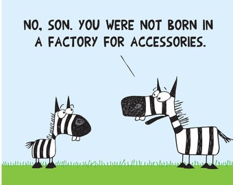 Funny Son and Father Zebras and the Adidas Factory cartoon