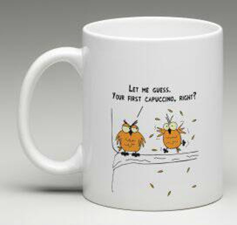 Funny Mug With Owls and Coffee or Capuccino Jitters Joke Etsy