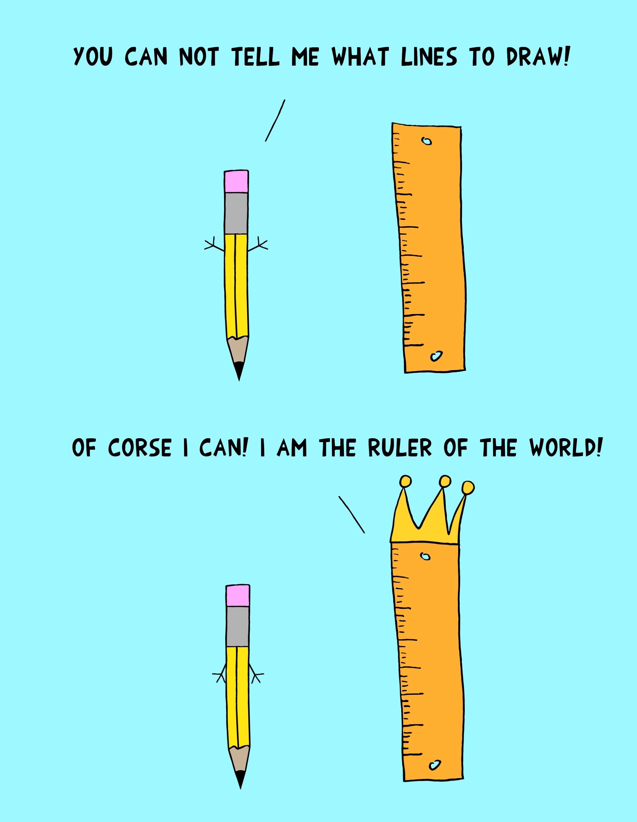 The Pencil and the Ruler of the World Joke Etsy