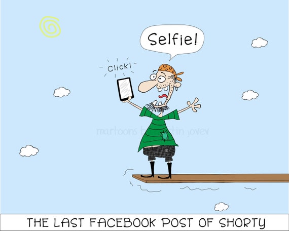 SOCIAL MEDIA SELFIE Funny Cartoon With Pirate Walking the - Etsy SOCIAL MEDIA SELFIE Funny Cartoon With Pirate Walking the - Etsy