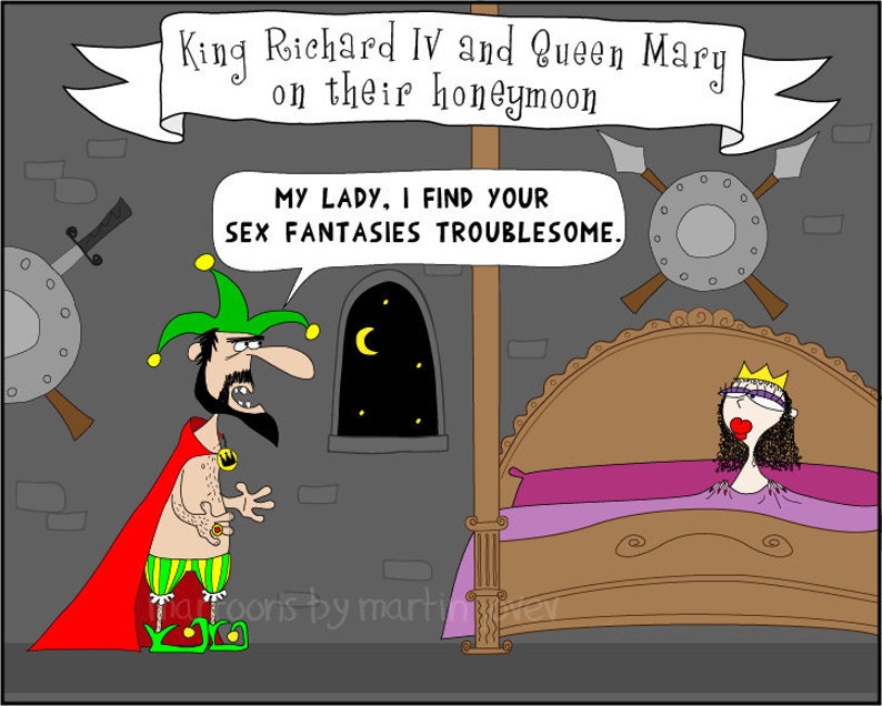 Cartoon With Newlyweds on A Honeymoon or Anniversary Joke Etsy