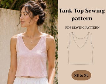 Tank Top Sewing Pattern PDF | Women's V Neck Summer Top | XS–XL | A4, Us Letter & A0 | Digital Download