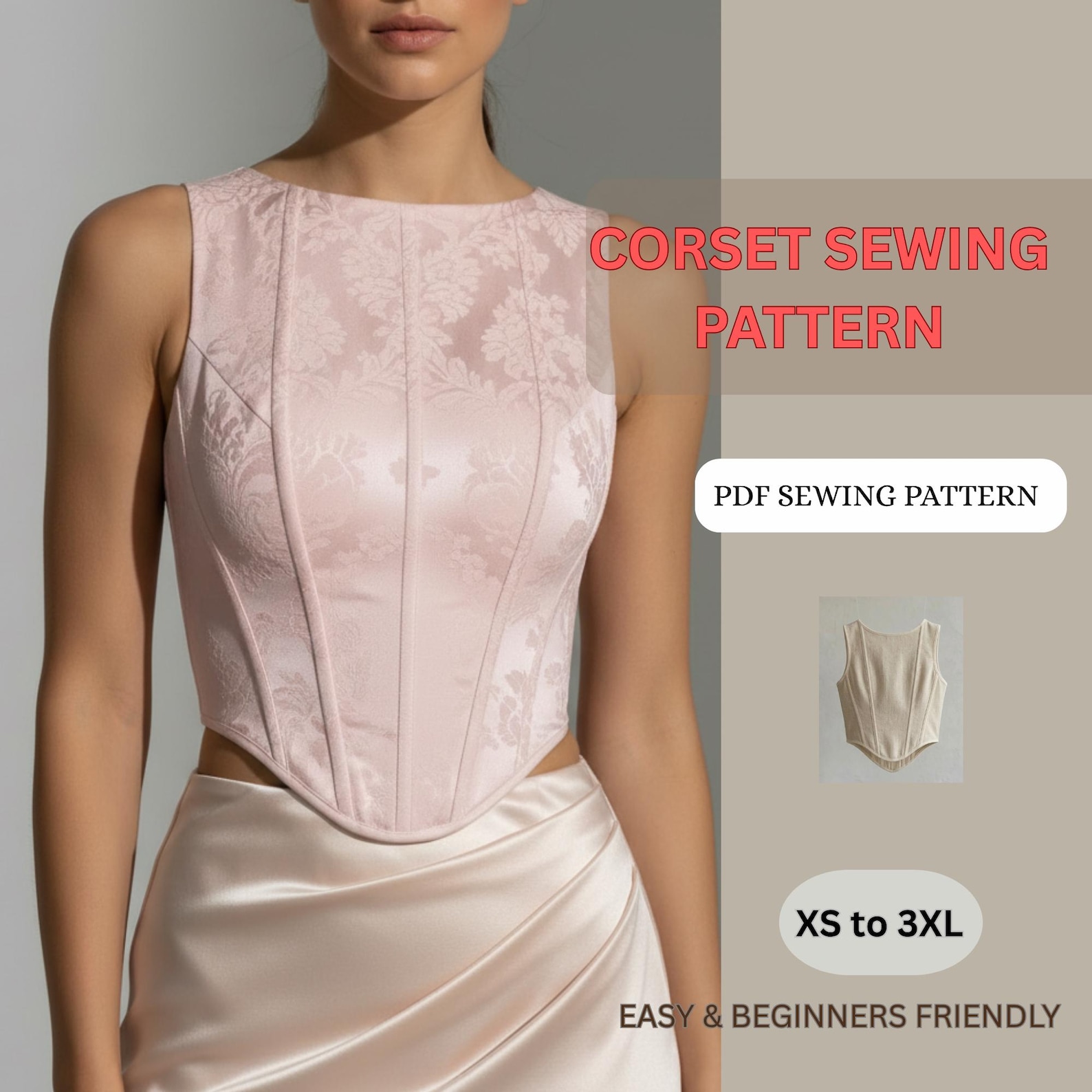 Corset Sewing Pattern PDF, Overbust Bustier Top With Shoulder Straps, 7 ...