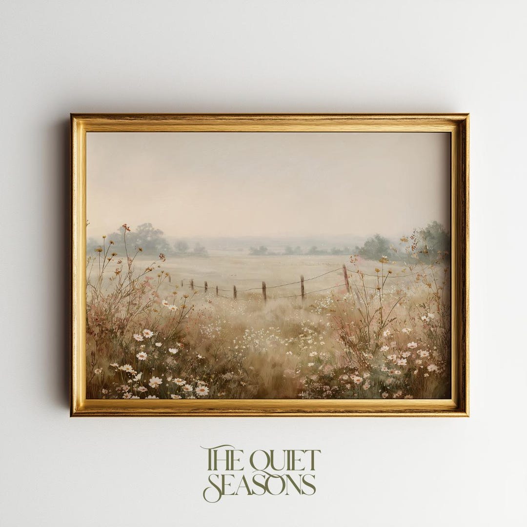 Vintage Wildflower Field Print | Landscape Wall Art (digital Download ...