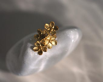 Gold Forget-Me-Not Flower Stud Earrings | Sterling Silver Floral Blossoms