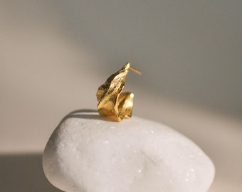 Gold Textured Hoop Earrings | Sculptural Wavy Statement Hoops