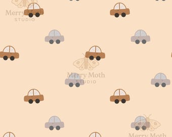 Cars Seamless Pattern | Baby Kids Vehicle Print | Neutral Car Digital Paper | Nursery Pattern
