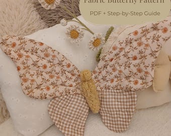 Wzór motyla w formacie PDF. Dekoracja pokoju dziecięcego. Styl rustykalny. Pobierz natychmiast. Szablon do druku.