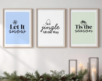 Christmas Wall Art Prints Set • Minimalist Holiday Decor (Digital Download)
