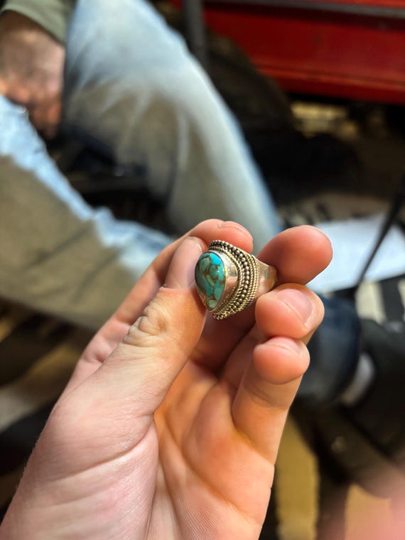 Bold handcrafted sterling silver ring showcasing … - image 2