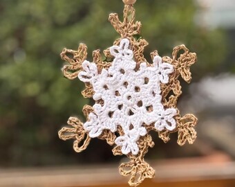 Unique Layered Snowflake Crochet Pattern PDF – Double Snowflake Ornament Tutorial – Christmas Tree Decor DIY