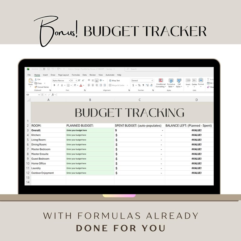 Picture of Interior Design Checklist: Room Planner, Budget Tracker (printable PDF ...