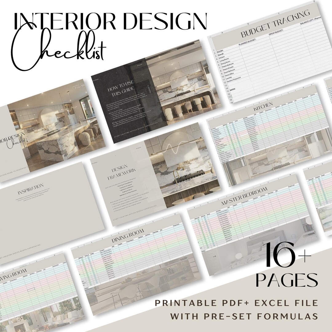 Picture of Interior Design Checklist: Room Planner, Budget Tracker (printable PDF ...