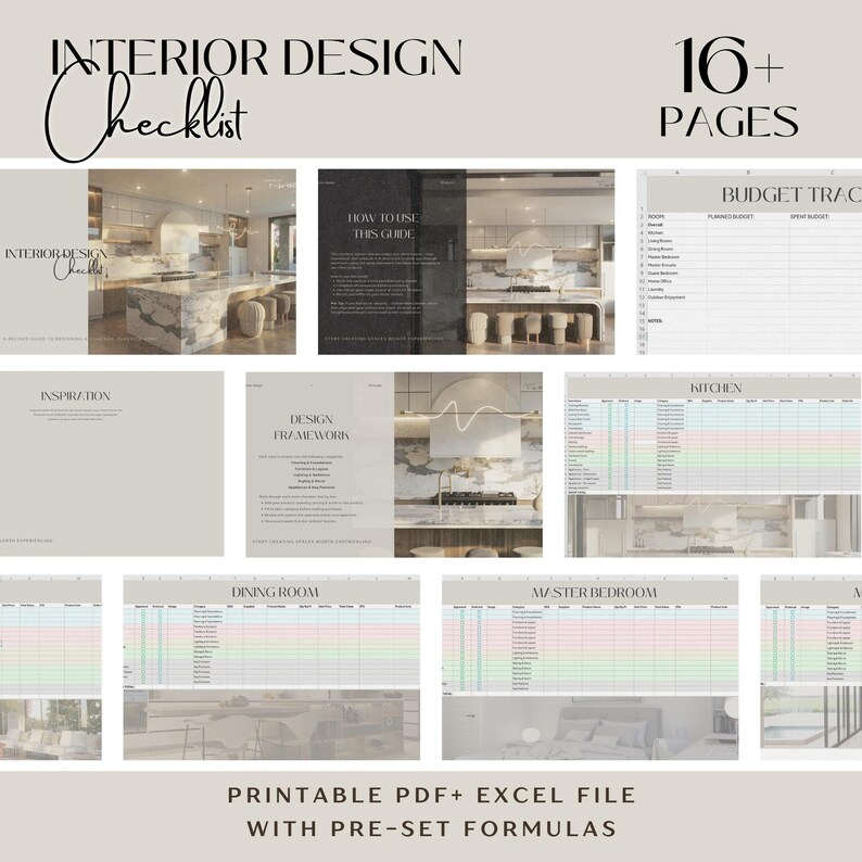 Picture of Interior Design Checklist: Room Planner, Budget Tracker (printable PDF ...