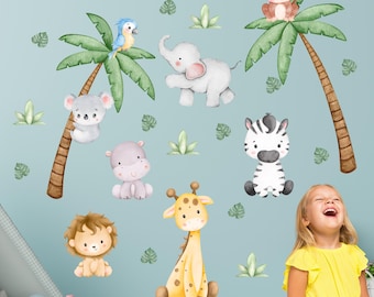 Large Safari Nursery Wall Stickers Jungle Animal Decals for Kids Room