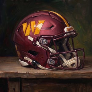 Washington Commanders Helmet Oil Painting Print, Alla Prima Football Art Poster