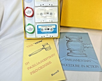 Kit multimedia educativo VTG Russell sobre procedimiento parlamentario, nuevo en caja con instrucciones para películas.