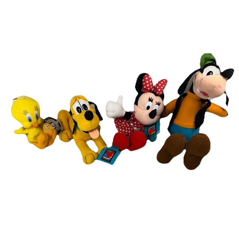 Set of 4 Vintage Applause: Minnie Mouse , Pluto,Goofy, Tweety Bird Plush ALL NWT image 1