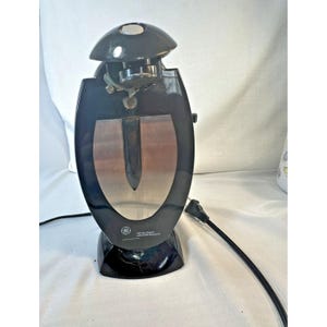 GE General Electric Tall Can Opener Knife Sharpener + Bag Bottle Opener - Black image 1