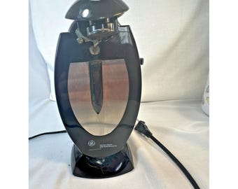 GE General Electric Tall Can Opener Knife Sharpener + Bag Bottle Opener - Black