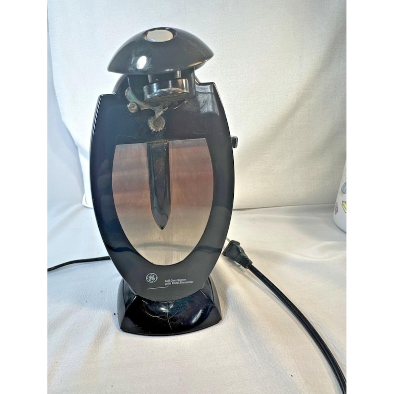 GE General Electric Tall Can Opener Knife Sharpener + Bag Bottle Opener - Black image 1