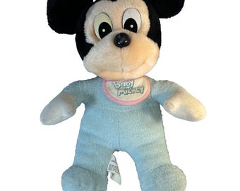 Vintage Baby Mickey Mouse Disneyland disneyworld Plush Stuffed Animal 12" EUC