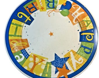 Happy Birthday Ceramic Dinner Plate 10.5 Inch Multicolor Celebration