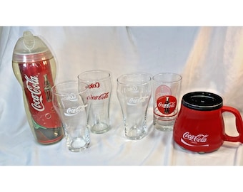 Lote de 6 vasos/vasos vintage surtidos de Coca-Cola
