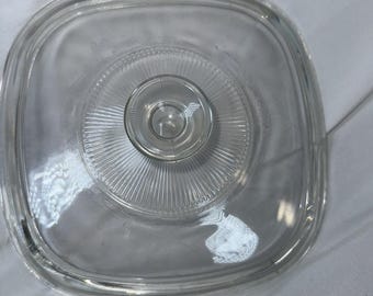 Pyrex P-9 C-1 Clear Square Casserole Replacement Lid With Knob Fits 8" Square