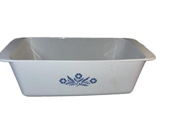 VINTAGE BLUE CORNFLOWER Corning Ware Loaf Pan 2 Quart P-315 B 9x5x3. No Lid