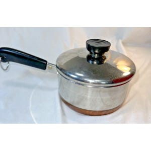 ビンテージ Revere Ware 1クォート ステンレススチール製ソースパン 銅被覆底と蓋