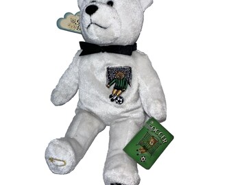 Peluche original Holy Bears *RARO* NWT 2002 Dios bendiga a nuestros atletas Fútbol *NUEVO*