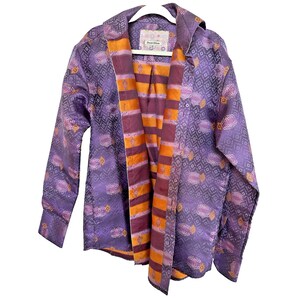 Daniel Ellissa Boho Jacka 17 1/2 XL Lila/Orange Konstnärlig och Utmärkt