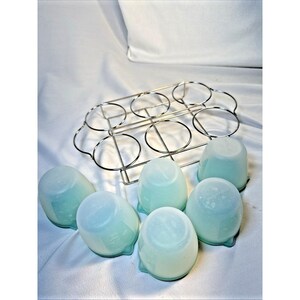 Juego de mini tazones para congelador Pampered Chef con tapa verde azulado y rejilla de almacenamiento de metal imagen 6